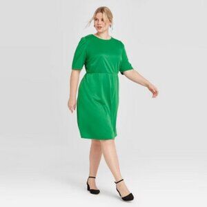 Who What Wear Women's Plus Size Short Sleeve Green Dress